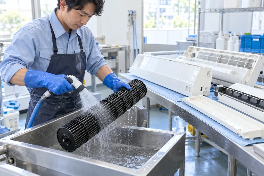 取り外した部品の分解クリーニングのイメージ